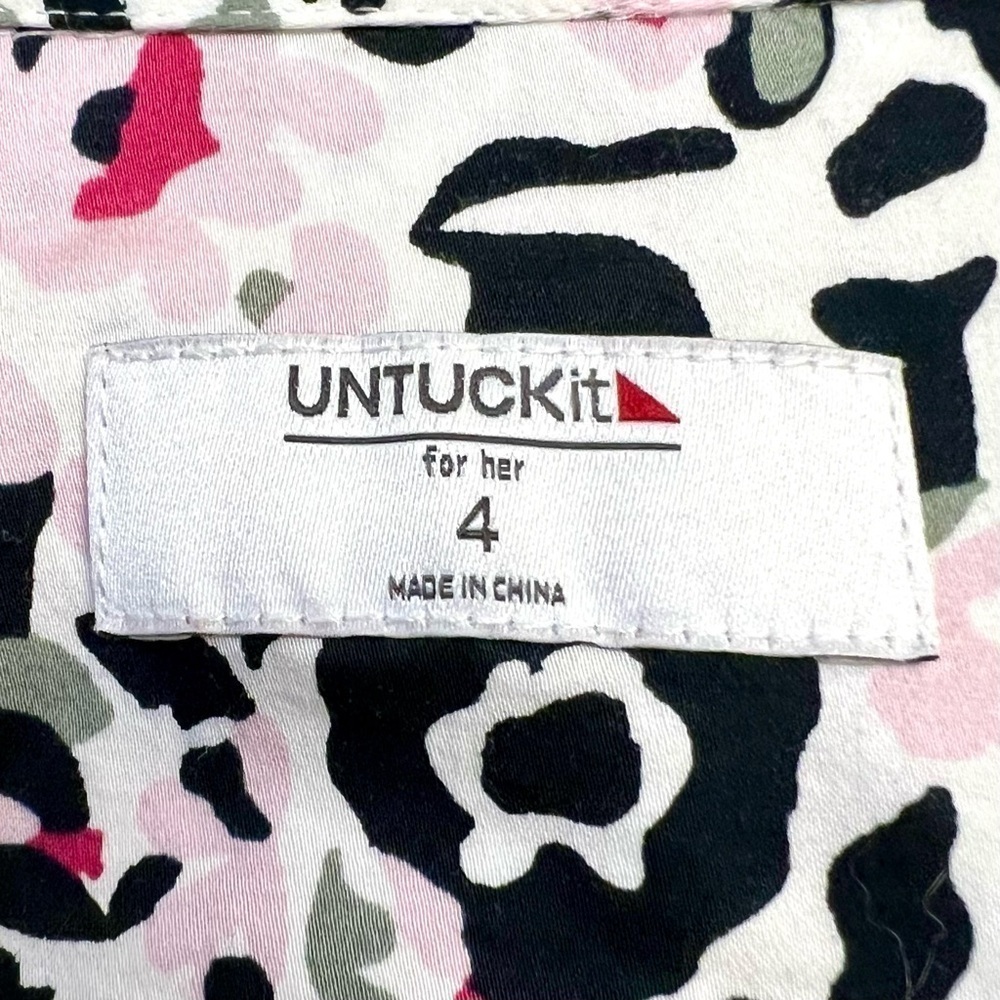 UNTUCKit Lisa Stretch Cotton floral Shirt Dress Size 4 Tie Waist Cocktail pocket - Picture 14 of 15
